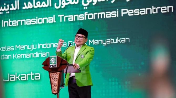 Ketua Umum DPP PKB, Abdul Muhaimin Iskandar alias Gus Imin, dalam sambutan di acara ICTP 2025, menyampaikan, perubahan zaman—khususnya dalam satu dekade terakhir—sudah begitu dramatis. Dunia pesantren harus adaptif. FOTO | Dok. PKBTalk24